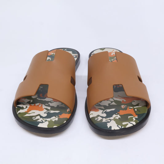 HERMES Brown Izmir Horse Camouflage Sandals Size EU 41