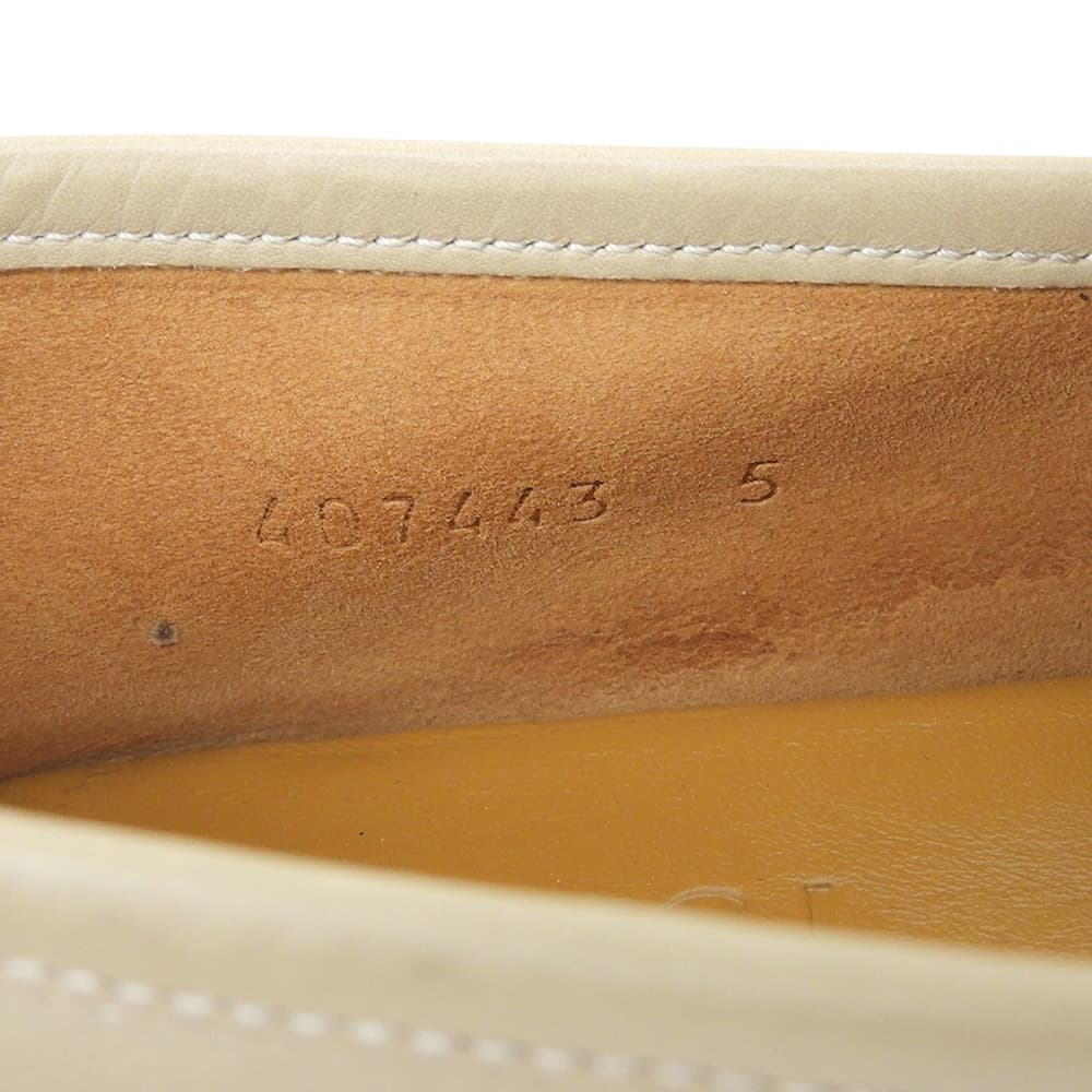 GUCCI Used-Effect Leather Penny Loafers Beige Size 5