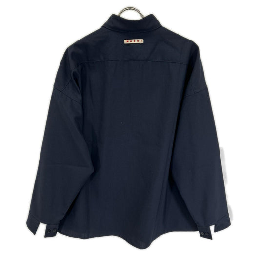MARNI 2024 Wool Tropical Shirt Navy Size 46