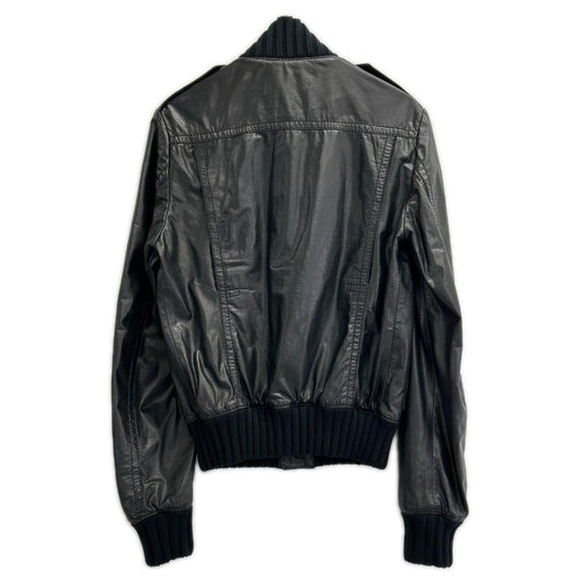 GUCCI Madonna Cow Leather Bomber Jacket Black Size 46
