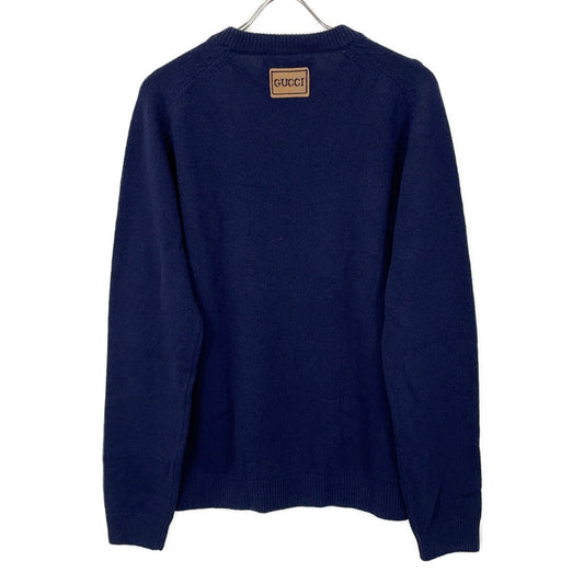 GUCCI Wool Patch Knit Sweater Navy Size L