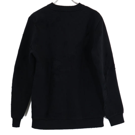 GIVENCHY 17AW Logo Print Distressed Sweatshirt Black Size XS