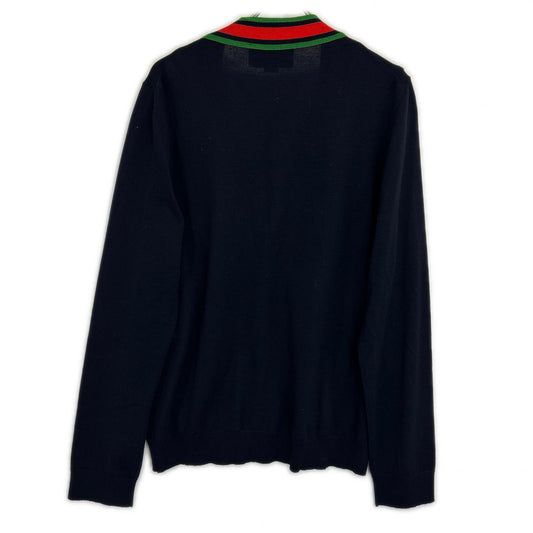 GUCCI Navy Wool Cardigan Size L