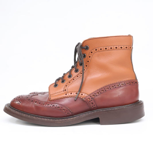 Tricker's Brown Leather Wingtip Brogue Boots Size 71/2