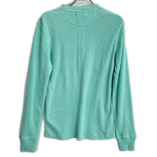 RRL Half-Button Henley Waffle Long Sleeve Shirt Blue Size M