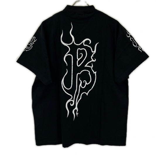 BALENCIAGA Black Dark Wave Cotton T-Shirt Size L