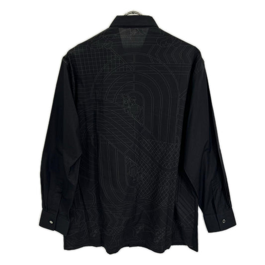 HERMES Black Back Design Sellier Button Dress Shirt Size 44