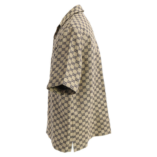 GUCCI 23' GG Linen Blend Canvas Shirt Beige Size 44