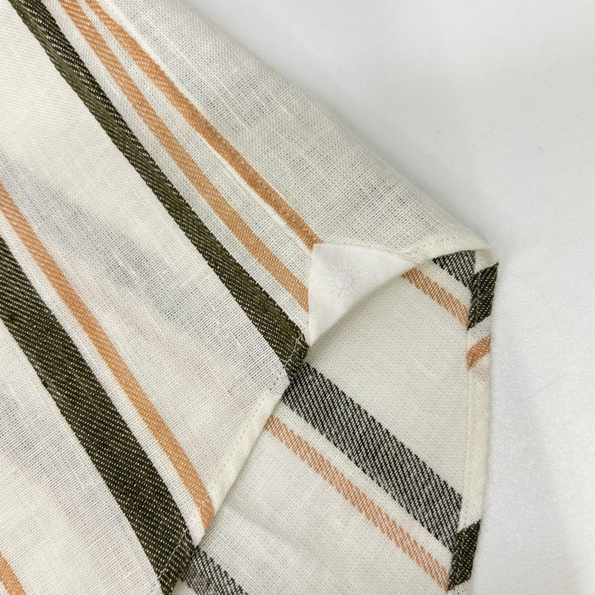 GIANNETTO White Cotton Linen Stripe Collar Shirt Size XS