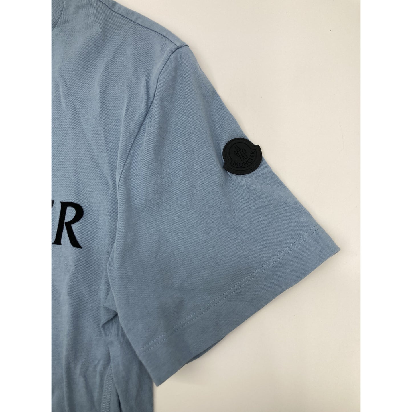 MONCLER 22 Logo Cotton T-Shirt Light Blue
