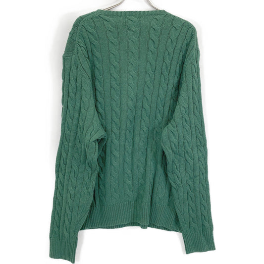 POLO RALPH LAUREN Green Pony Cable Knit Sweater Size XXL