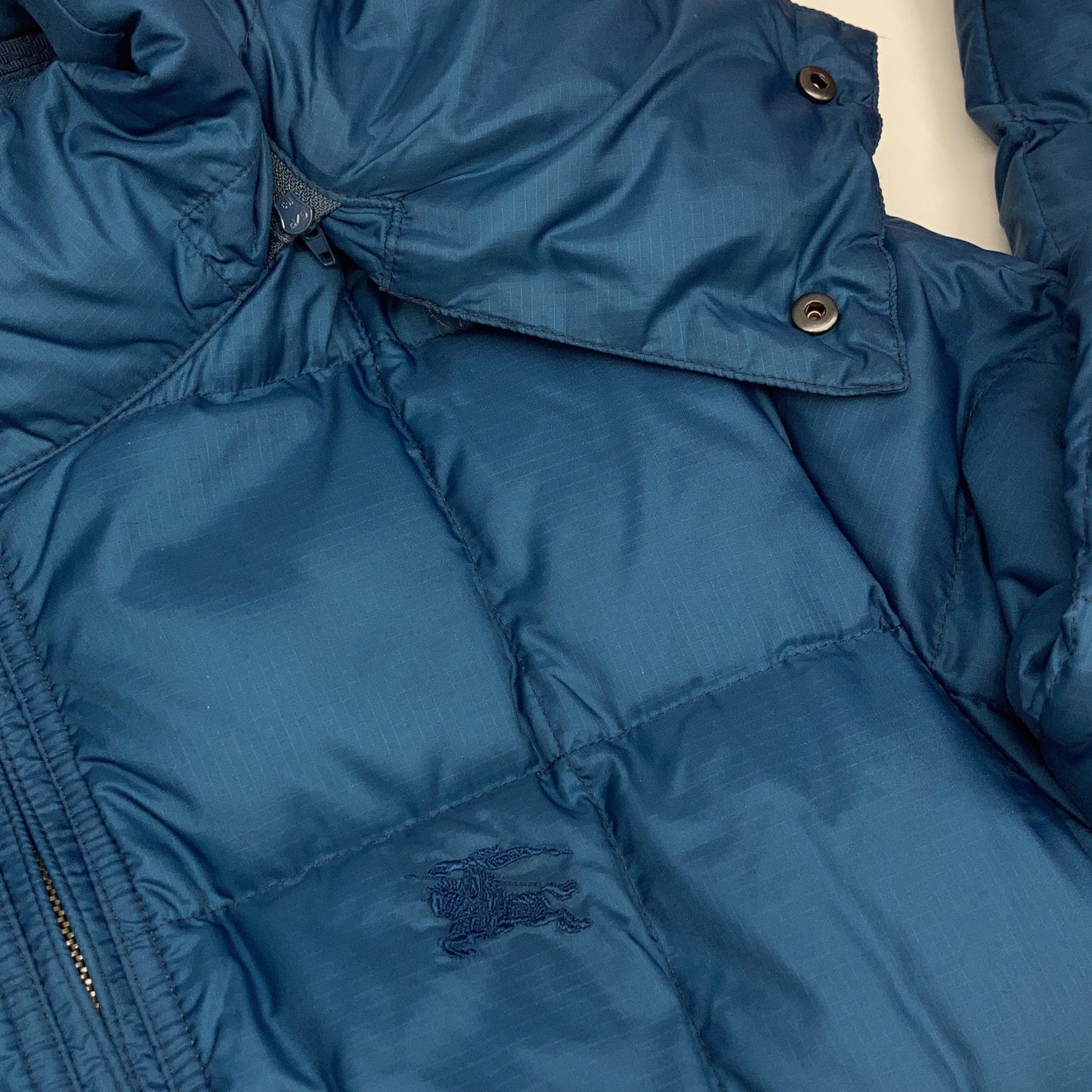 BURBERRY BRIT Blue Horse Embroidered Down Jacket Size L