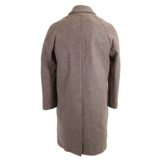 HERNO Wool Houndstooth Soutien Collar Coat Brown Size 46