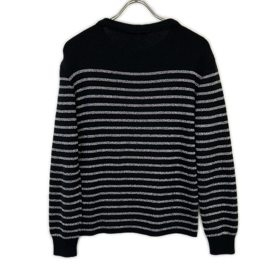 SAINT LAURENT PARIS Black Silver Border Button Knit Size XS