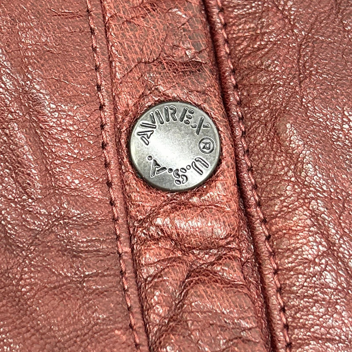 AVIREX 6131016 Goat Leather MA-1 Jacket Bordeaux Size 2XL