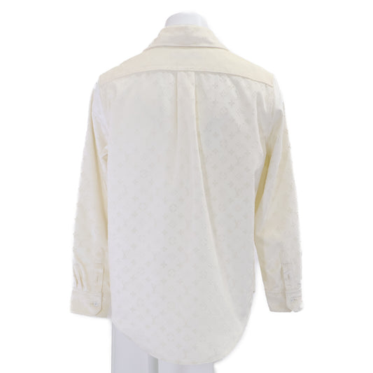 LOUIS VUITTON Monogram Velvet Classic Shirt White Size M