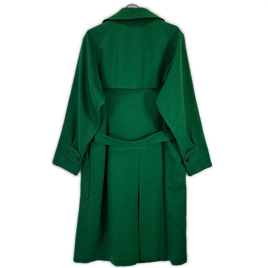 CABaN Green Wool Gabardine Long Trench Coat Size S
