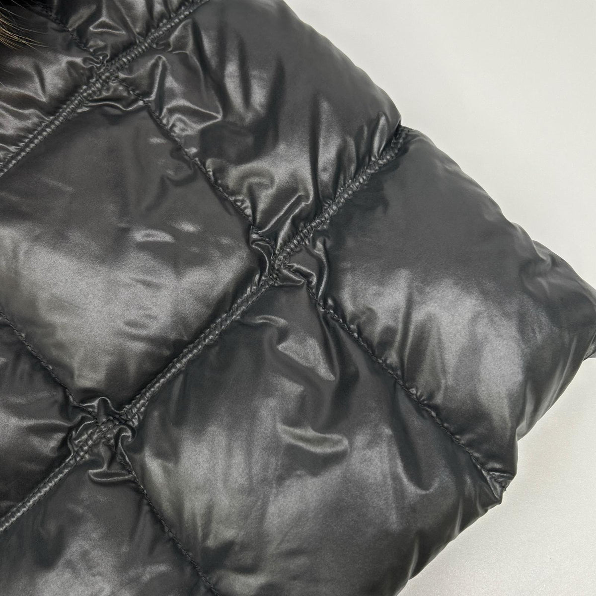DUVETICA Gray Raccoon Fur Quilted Down Coat Size 48