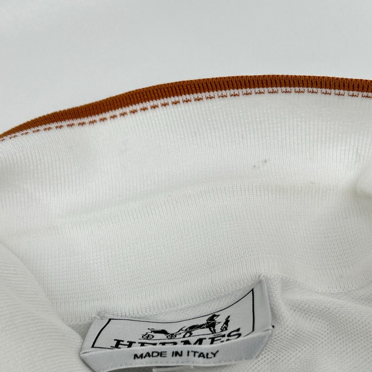 HERMES White H-Embroidered Pocket Polo Shirt Size S