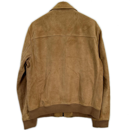 Theory Lamb Suede Zip Blouson Jacket Beige Size L