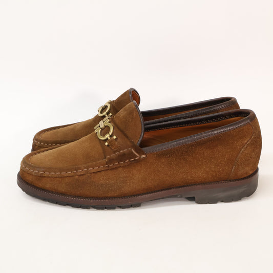 SalvatoreFerragamo Gancini Suede Loafers Brown Size 7
