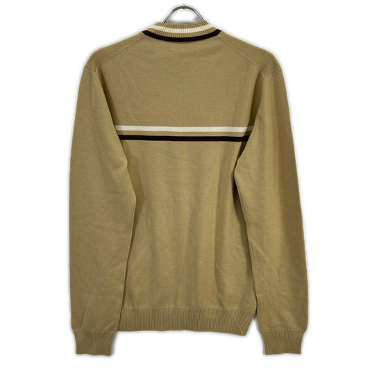 HERMES Beige Wool V-Neck Knit Sweater Size L