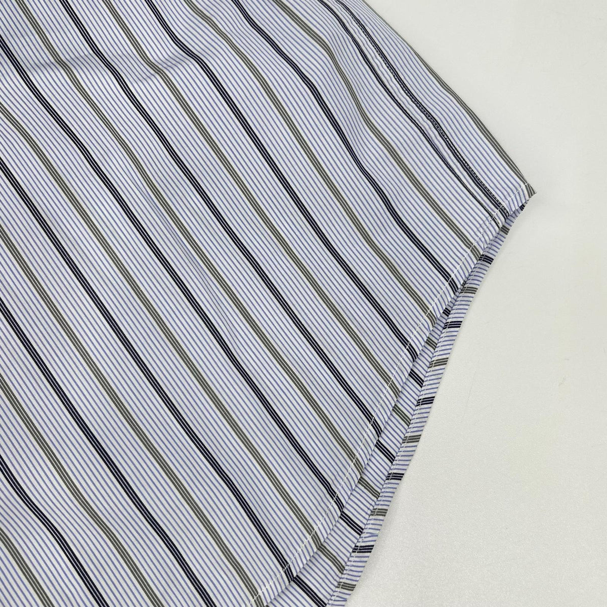 HERMES Blue Cotton Striped Sellier Button Shirt Size 39