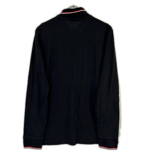 MONCLER Long Sleeve Polo Shirt Black Cotton Size L