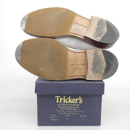 Tricker's Burton Leather Wingtip Shoes White Sneakers Size 6.5