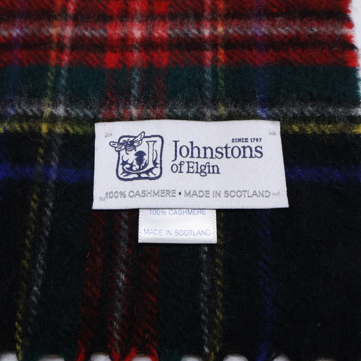 Johnstons Black Stewart Cashmere Fringe Scarf
