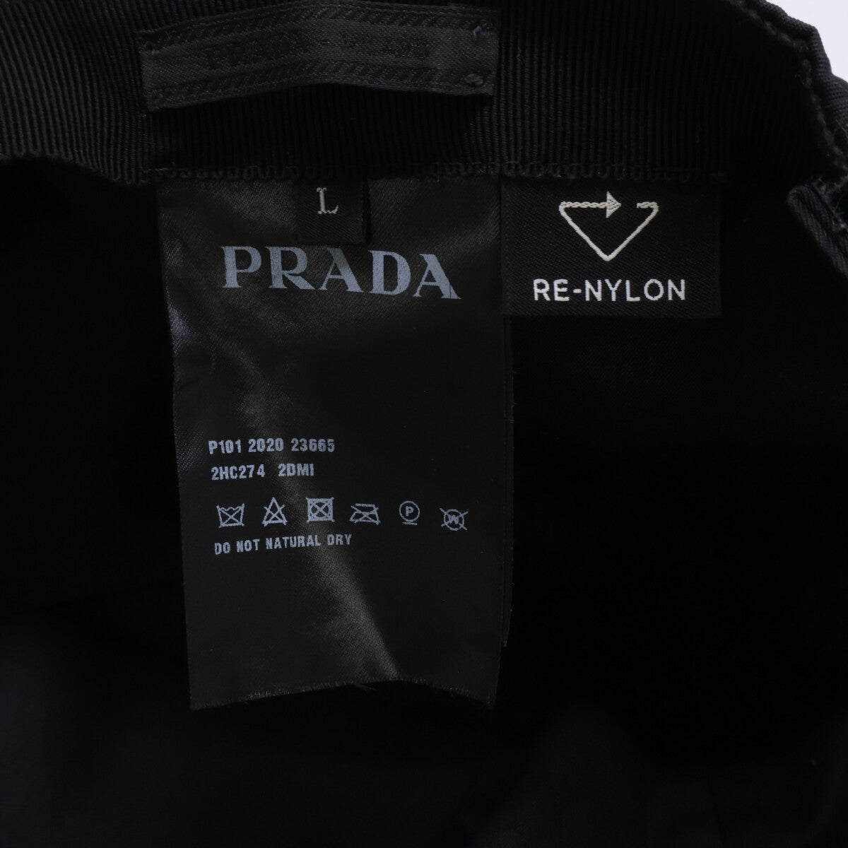 PRADA Re-Nylon Triangle Logo Baseball Cap Black Size L