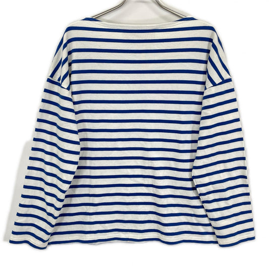 VALENTINO Striped Cotton Long Sleeve Shirt White/Blue Size S