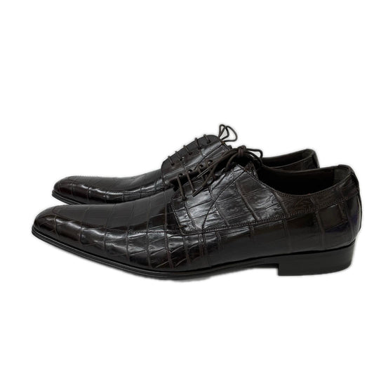 DOLCE&GABBANA Croc Long Nose Derby Dark Brown Size UK 7