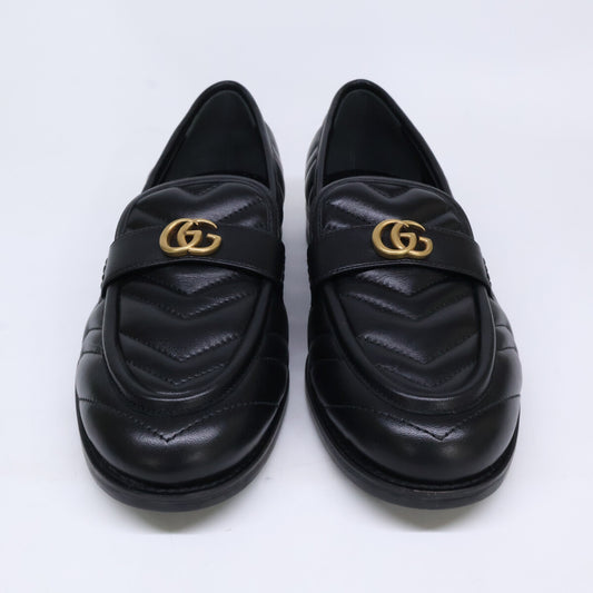 GUCCI GG Marmont Leather Quilted Loafers Black Size EU 41.5
