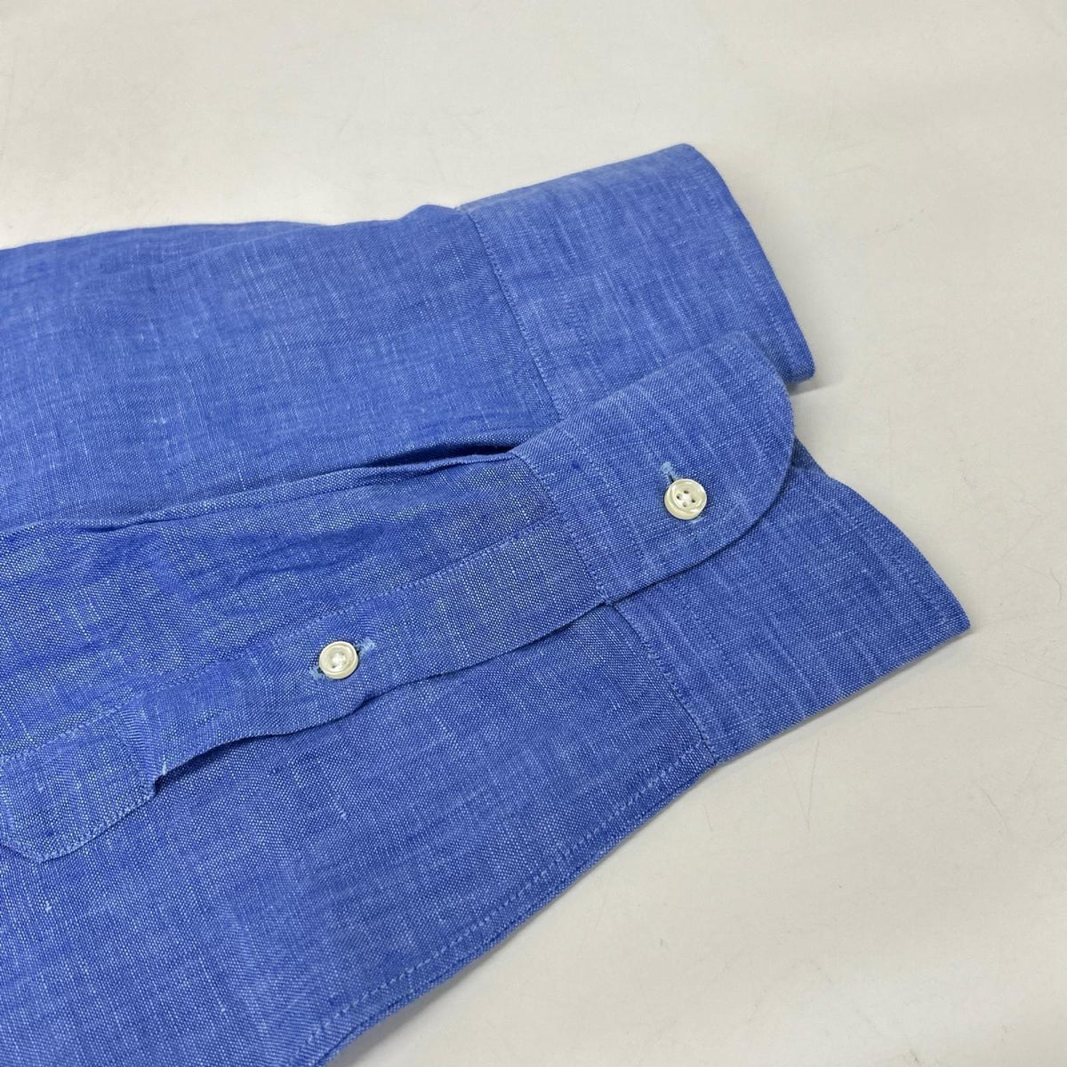 Guy Rover Blue Linen Henley Neck Shirt Size S
