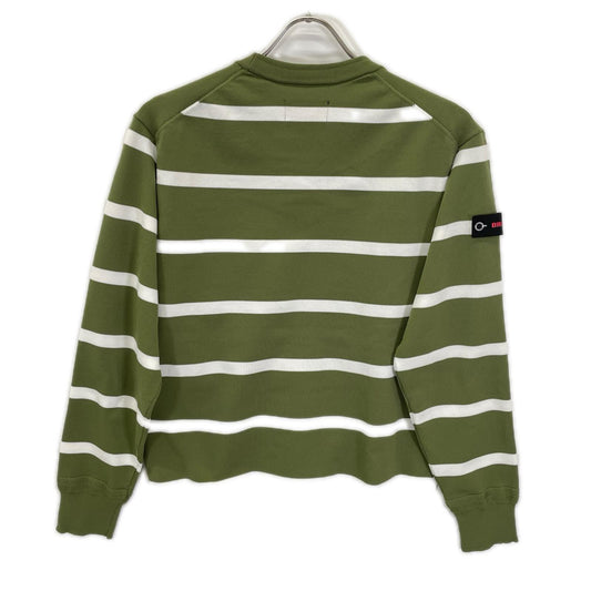 BRIEFING Green Stripe Crewneck Knit Pullover Size M