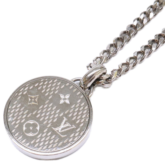 LOUIS VUITTON 25 Damier Staple Pendant Necklace Silver