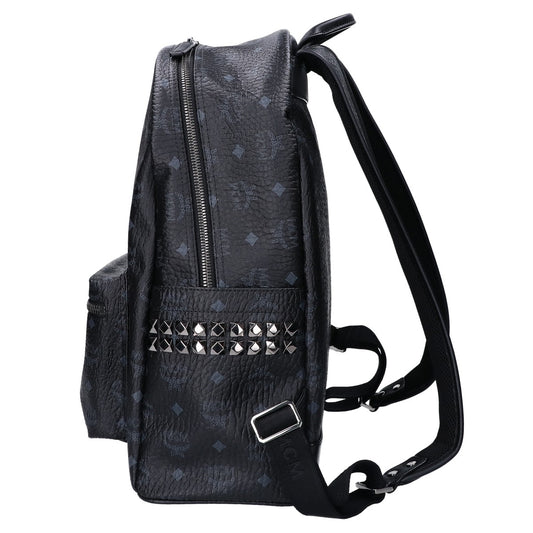 MCM Visetos Side Studs Leather Backpack Black