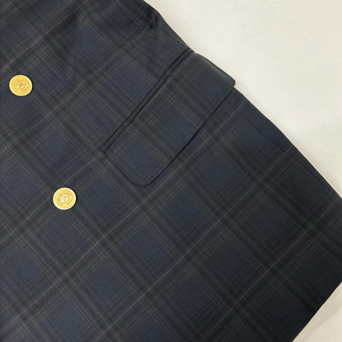 Burberry's Navy Check Wool Mohair Breasted Blazer Jacket Size AB5