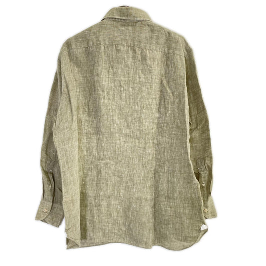 BORRELLI Khaki Linen Dress Shirt Size XL