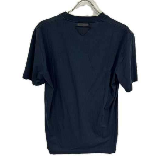 PRADA UJM493 Triangle Logo V-Neck T-Shirt Navy