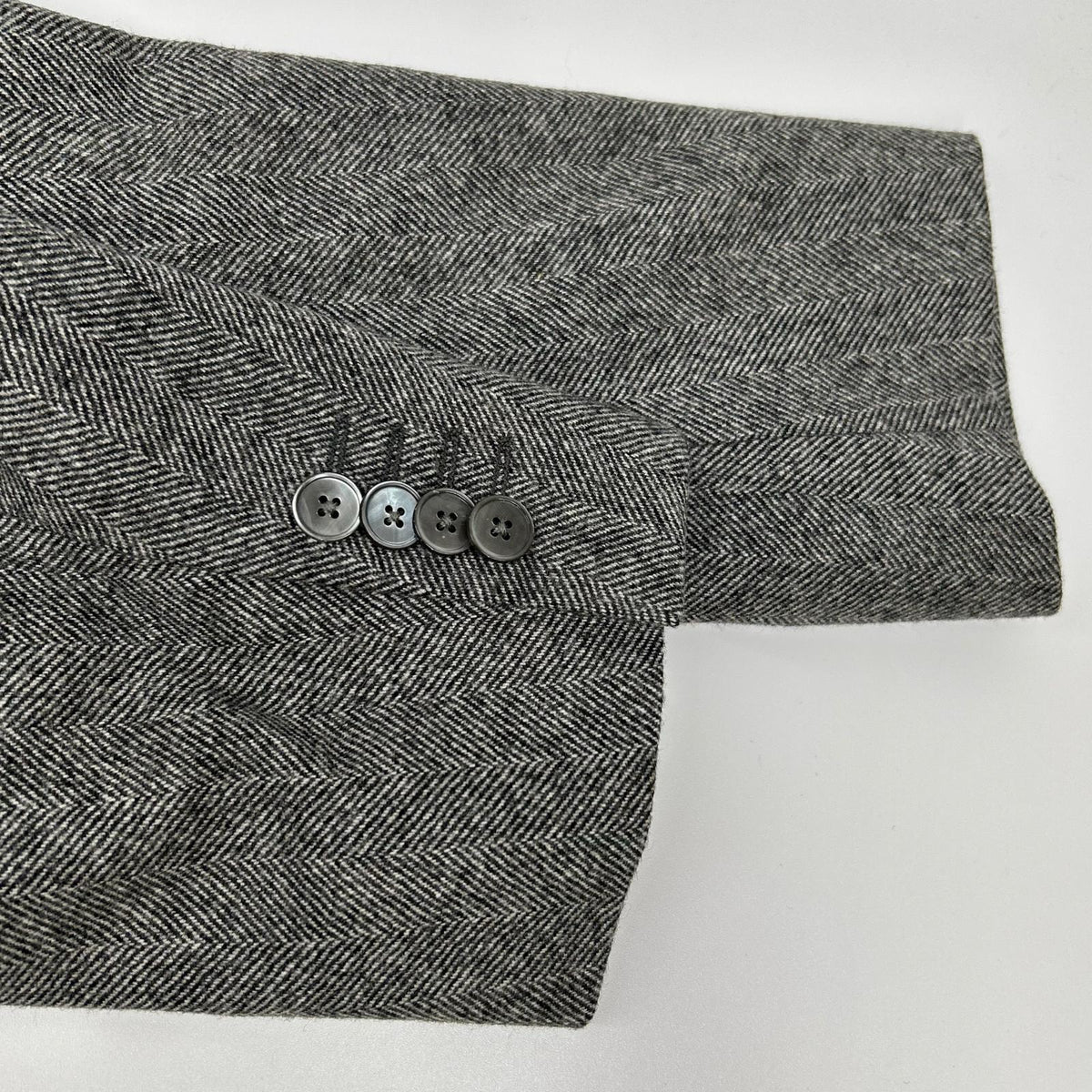ESTNATION Grey Wool ORMEZZANO Herringbone Jacket Size 48