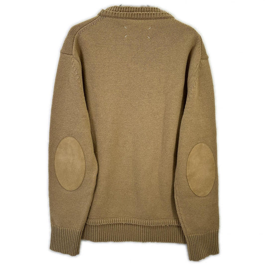 Maison Margiela Suede Elbow Patch Knit Sweater Beige Size L