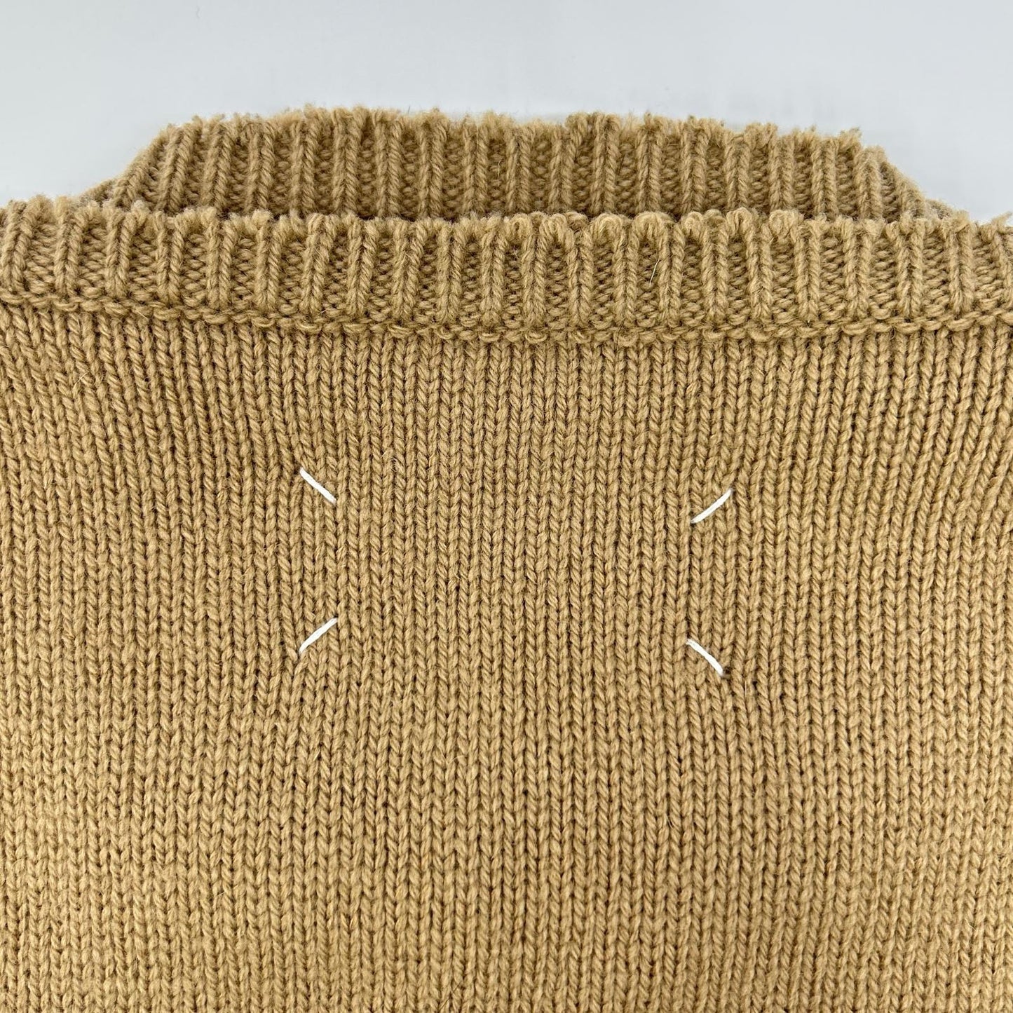 Maison Margiela Suede Elbow Patch Knit Sweater Beige Size L