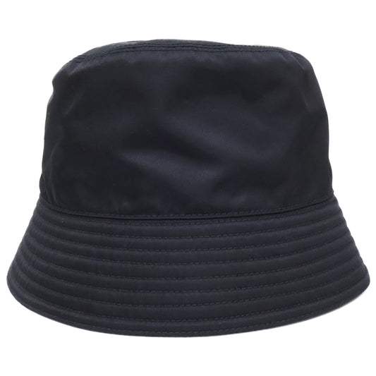 PRADA 2022 Re-Nylon Triangle Logo Bucket Hat Black Size M