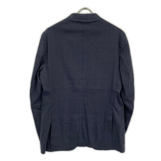ISAIA Navy Wool Linen Single-Breasted Jacket Size 48