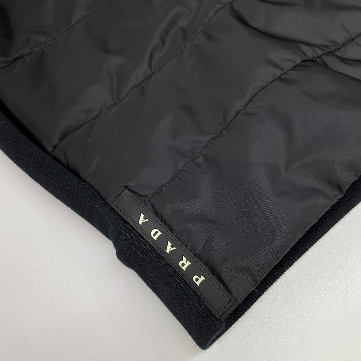 PRADA Black Rubber Logo Hybrid Hooded Jacket Size L