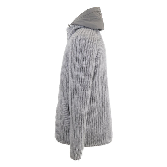 HERNO MC000150U-700 Hooded Knit Jacket Gray Size 48