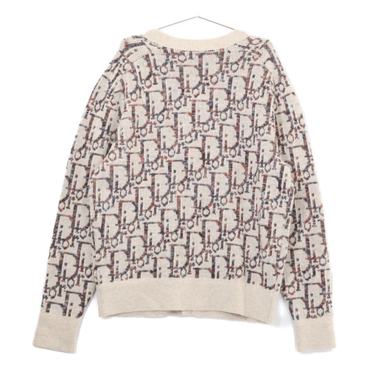 DIOR Oblique Knit Cardigan Wool Beige Size L