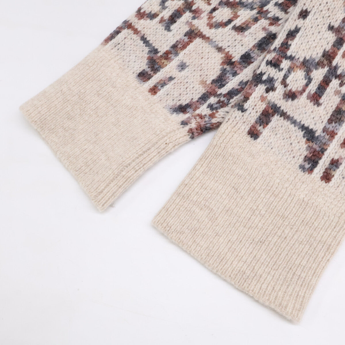 DIOR Oblique Knit Cardigan Wool Beige Size L